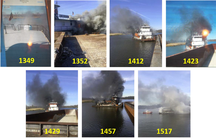 NTSB records on engine space fire on 50-year old towboat