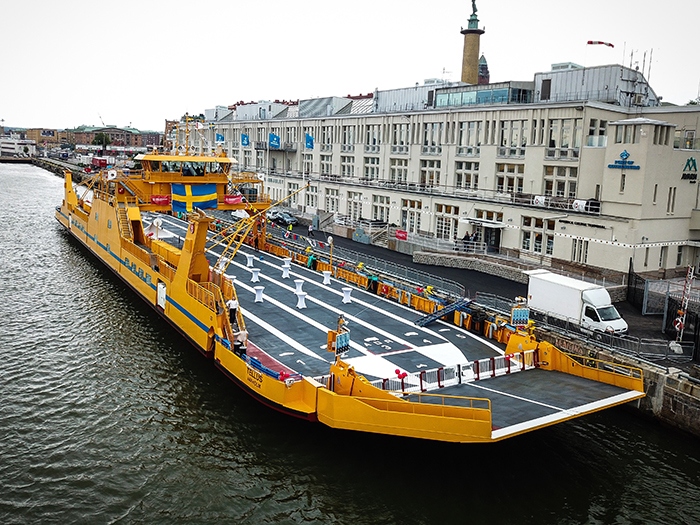 Sweden's biggest crossbreed cars and truck ferryboat prepared to go into procedure image description