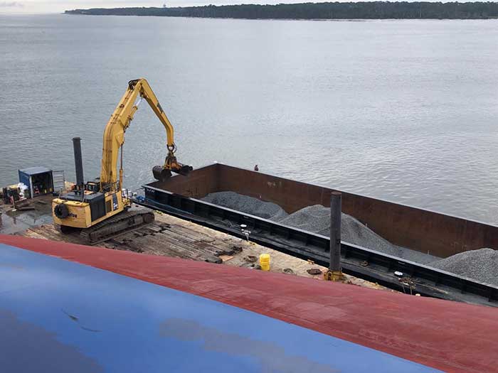 Unified Command builds a rock barrier around Golden Ray