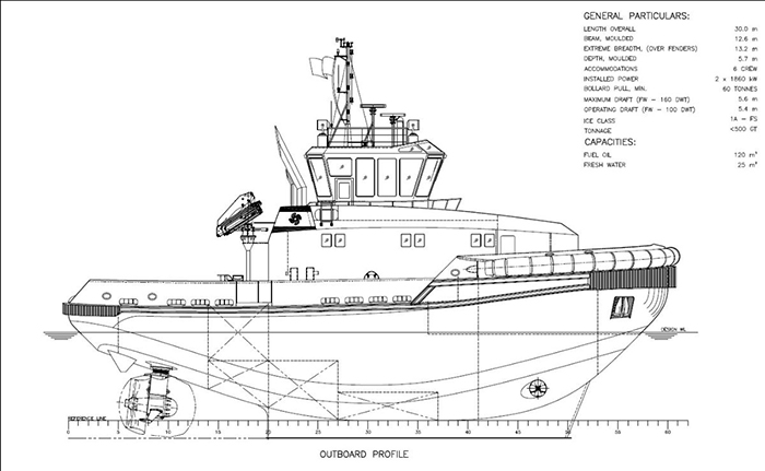 General Arrangement of Svitzer newbuild tug