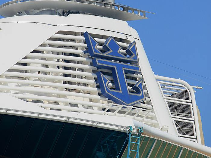 Royal Caribbean logo on ship