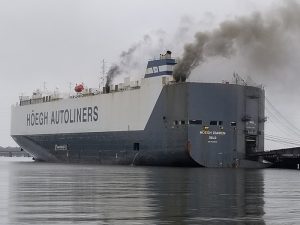 Car carrier on fire in Jacksonville