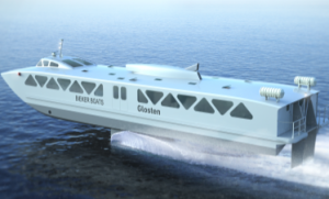 Foil ferry design being developed by Washington State project features composites hull, hydrofoils and electric drive option.