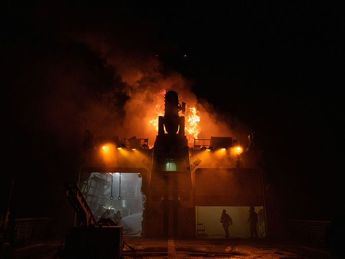 Coast Guard cutter team fights shipboard fire Coast Guard cutter team fights shipboard fire