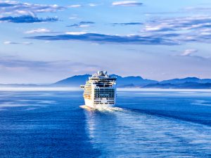 cruise ship setting out to sea