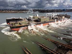 Side launch at Gunderson Marine