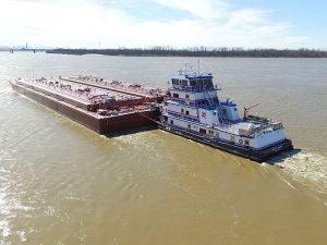 Towboat pushing barge