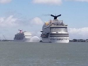 Carnival Breeze and Carnival Victory recently sailed into Galveston