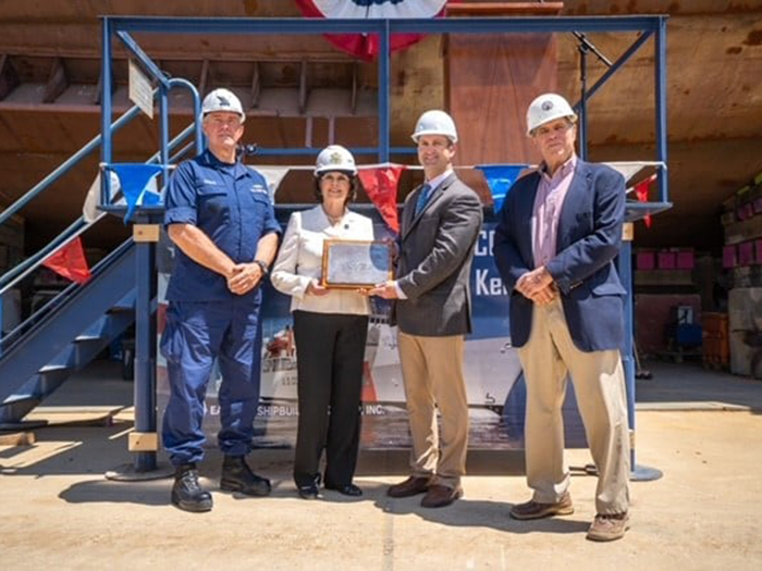 Rep. Lucille Roybal-Allard (CA-40), Chair of the House Homeland Security Appropriations Subcommittee, (center) served as the ship's sponsor