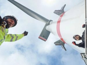 Offshore wind safety training instructor with student