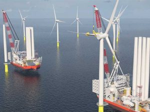 Two windturbine installation vessels