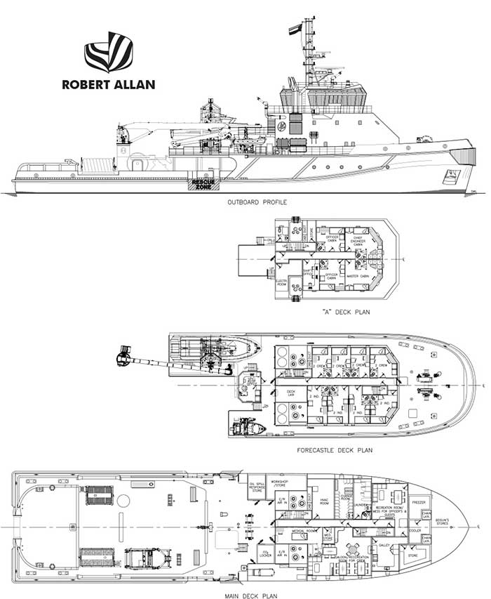 General arrangement of spill response vessel