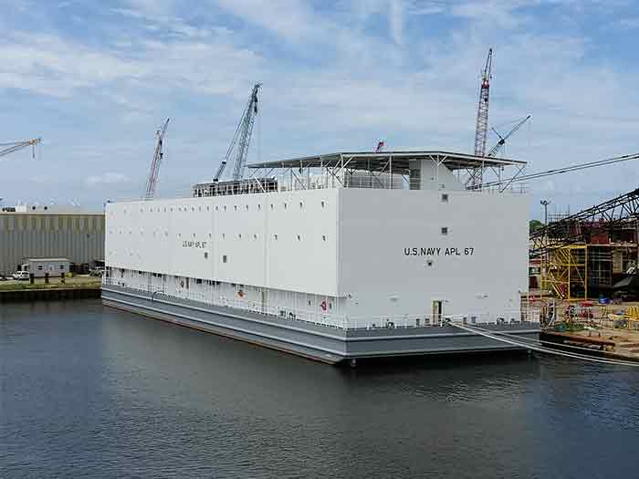 Berthing barge alongside at Halter Marine shipyard