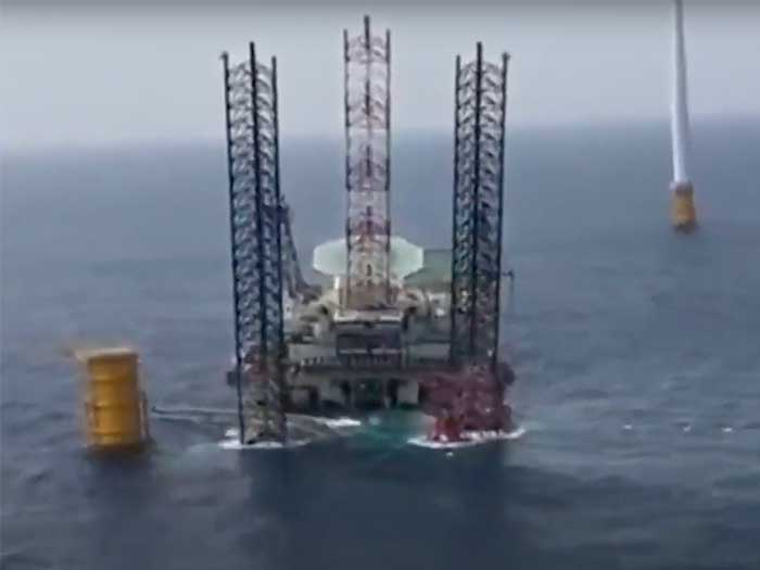 Partially collapsed WITV near offshore wind installation