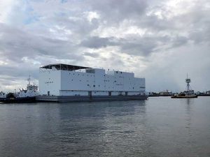 Gray berthing barge