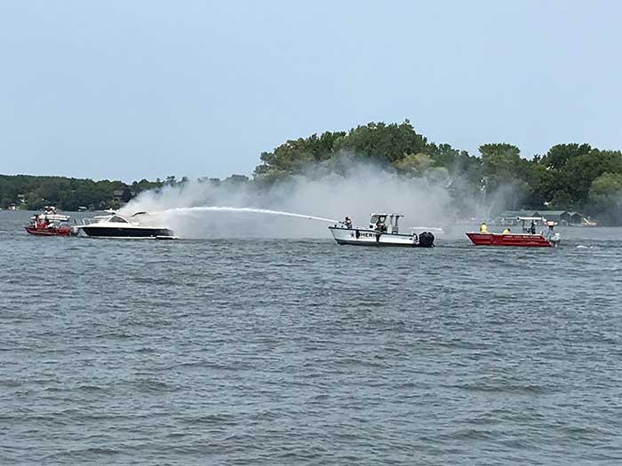 Lake Assault Boats multipurpose boat extinguishes fire