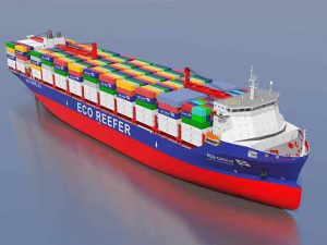 Containership puts deckhouse up frony
