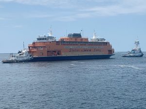 New ferry under tow
