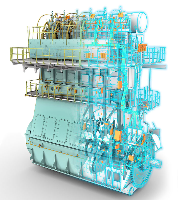 Two stroke engine with integrated hybrid energy sysyem