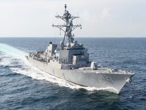 Destroyer on sea trials