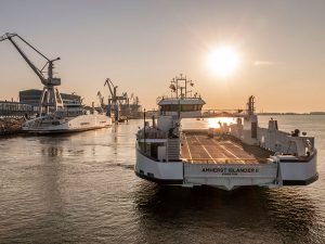 Two ferries at shipyard