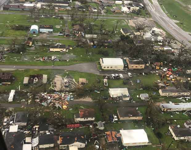 Overflight photo of hurricane ida damagr