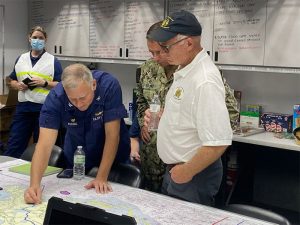 Navy and Coast Guard officers plan Hurricane Ida response strategy