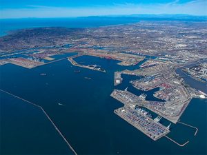 Aerial view of San Pedro Bay ports