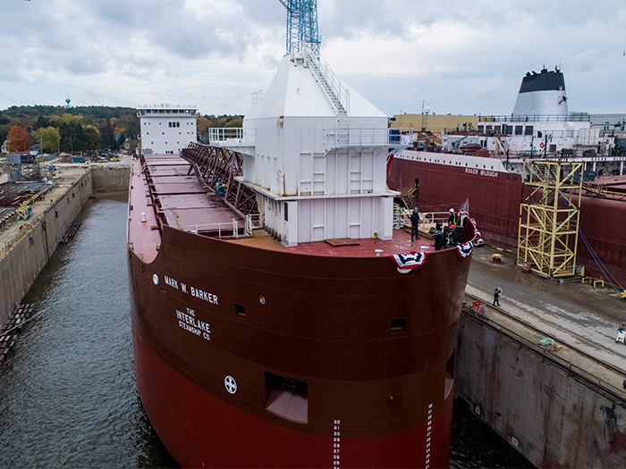 Vessel in building dock