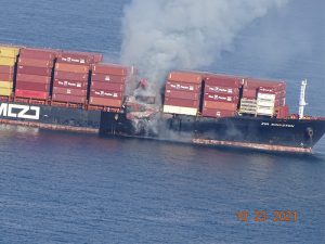 smoldering containers on ZIM KIngston