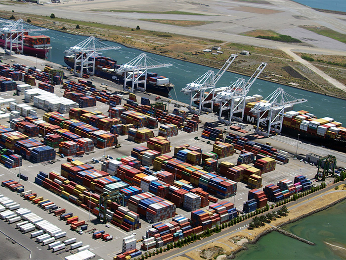 Aerial view of Port of Oakland