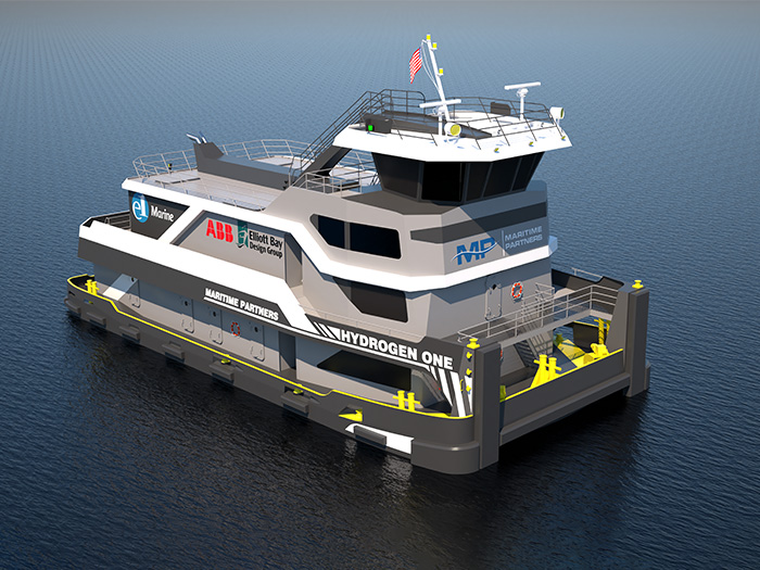 Methanol fueled, hydrogen fuel cell powered towboat