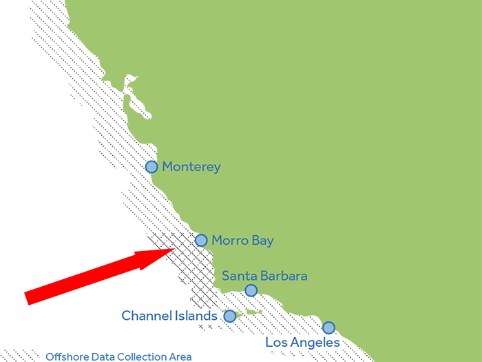 The WEA is located approximately 20 miles offshore the central California coastline