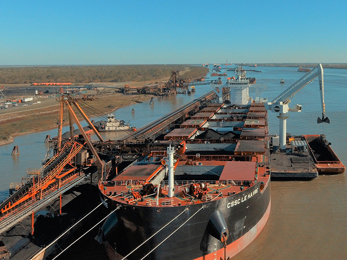 Bulker at Mississippi River terminal