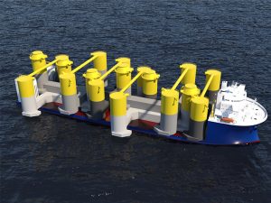 Six T-Floaters being transported on a single ship