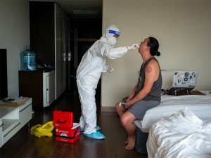 Seafarer gest tested for COVID in quarantine area