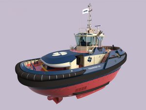 TRAnsverse tug seen from three-quarters aft