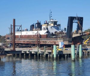 Dredge on dry dock