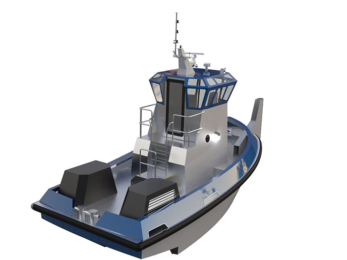 Tug features twin diesel outboards