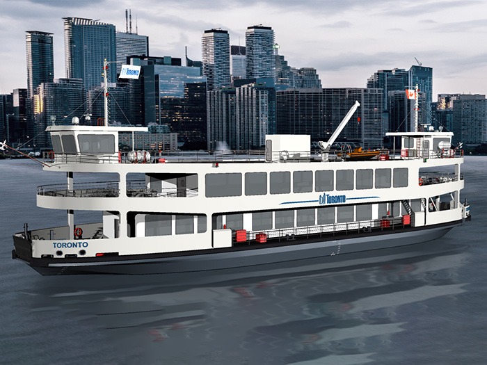 Visual rendering of the proposed fully-electric Toronto Island ferry.