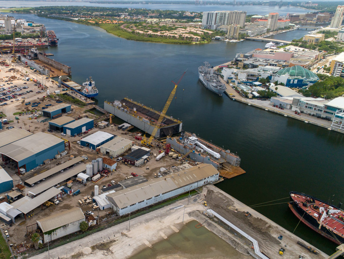 Aerial view of Gulf Marine Repair shipyard in Tampa, Fla. (Credit: Gulf Marine Repair)