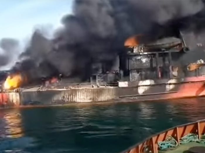attack on merchant ship caught on video