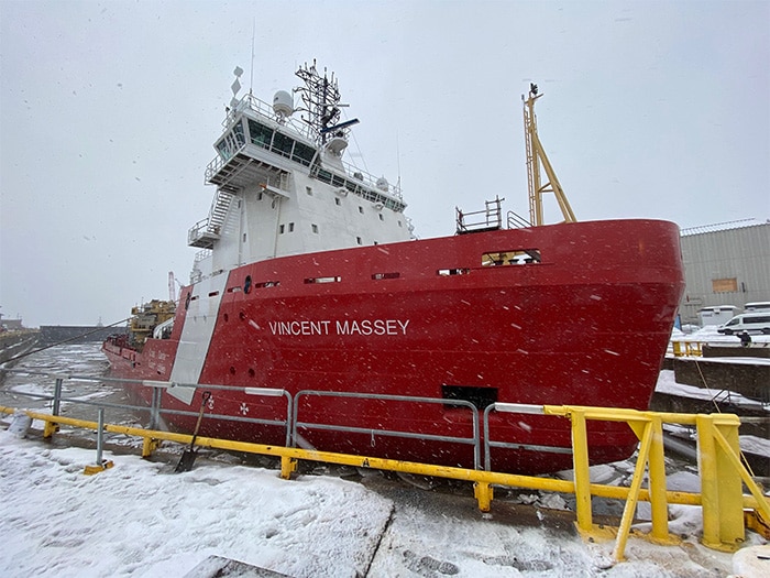 Icebreaker in dry dock