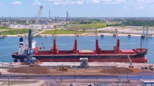 Ship alongside at CMT's bulk cargo handling facility in Corpus Christi, Texas