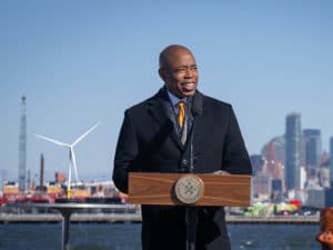 Mayor Adams at offshore wind port site