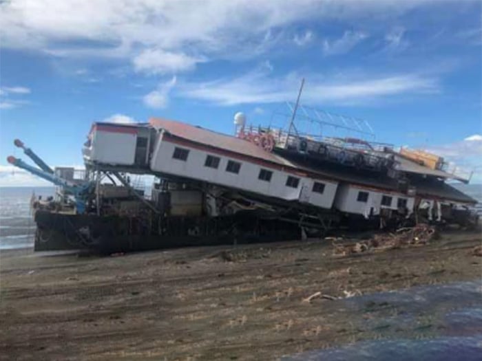 NTSB photo shows grounded barge