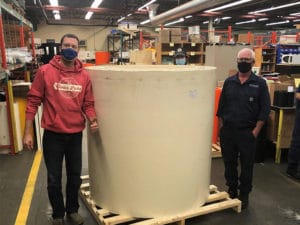 The SXL rudder bearing at Thordon Bearings’ headquarters in Canada before being air freighted to Dubai.