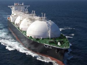 Moss-type LNG tanks from existing ships could be re-used in new FLNG projects. [Image: K-Line]Moss-type LNG tanks from existing ships could be re-used in new FLNG projects.