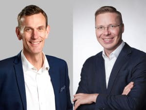 Erno Tenhunen, marine director of Danfoss Editron, and Johan Inden, president of Volvo Penta Marine Business Unit