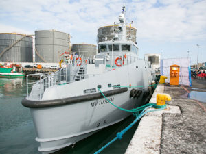 Sentinel class patrol vessel features ballistic protection of wheel house and deck